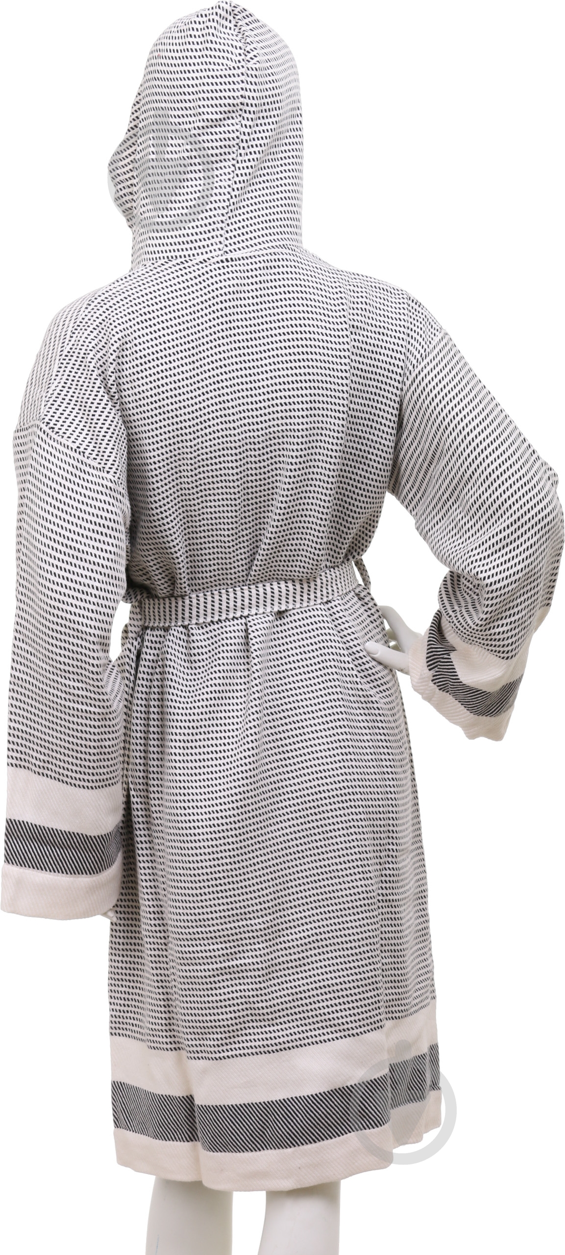 Халат банный пештемаль р. М черно-белый - фото 4 Халат банный пештемаль р. М черно-белый - фото 4