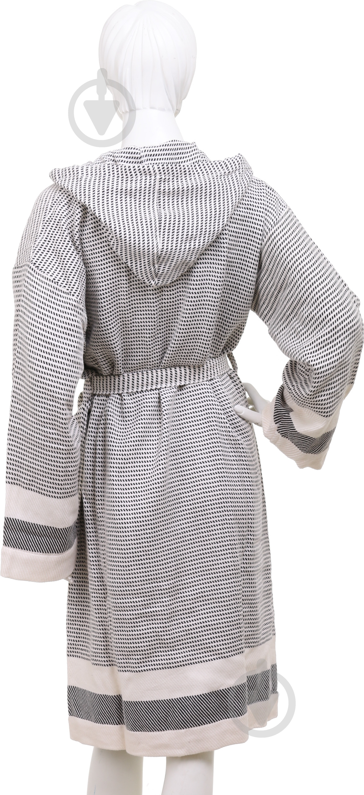 Халат банный пештемаль р. М черно-белый - фото 5 Халат банный пештемаль р. М черно-белый - фото 5