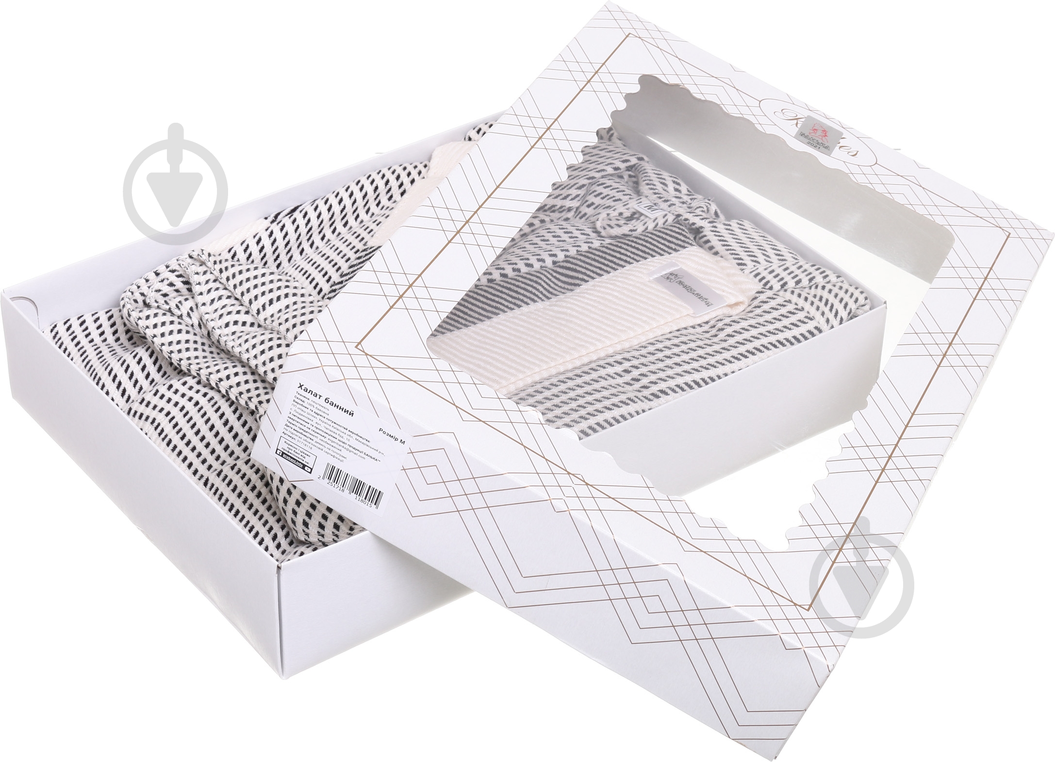 Халат банный пештемаль р. М черно-белый - фото 9 Халат банный пештемаль р. М черно-белый - фото 9