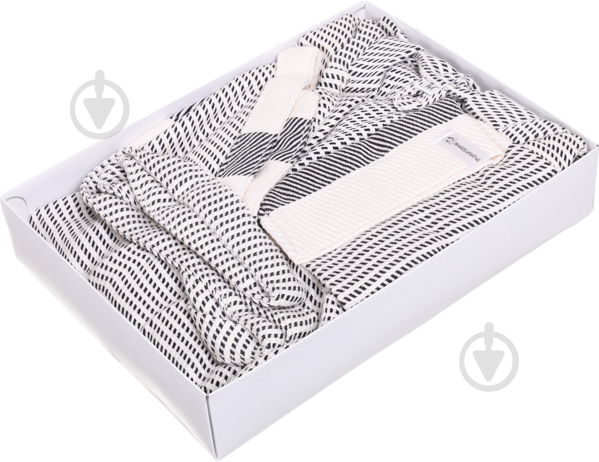 Халат банный пештемаль р. М черно-белый - фото 8 Халат банный пештемаль р. М черно-белый - фото 8