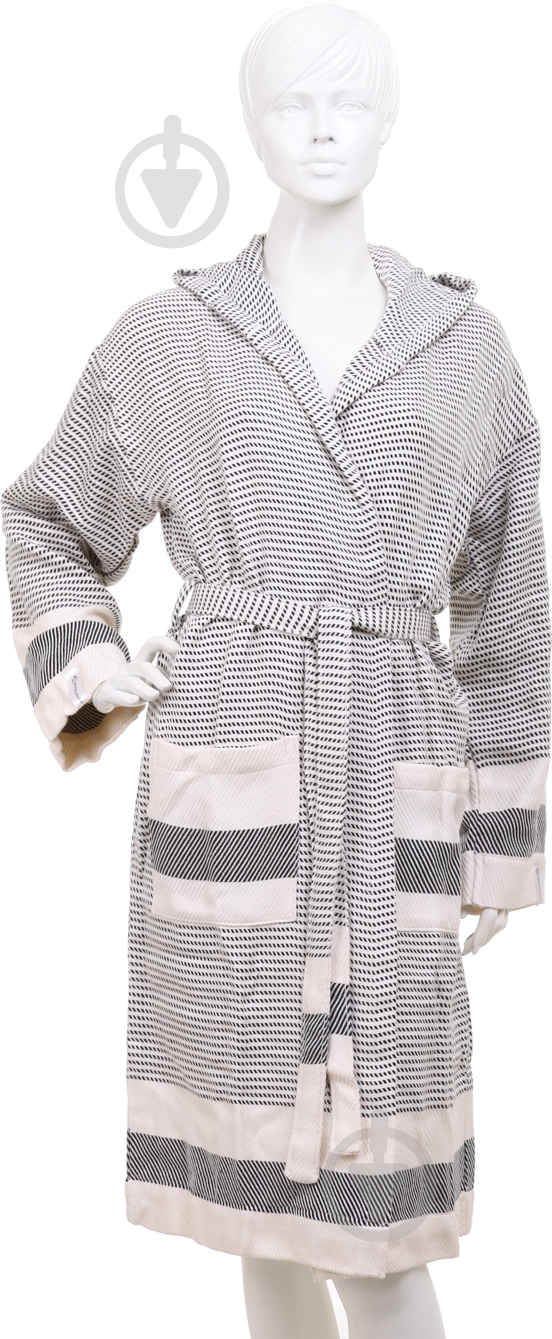 Халат банный пештемаль р. М черно-белый - фото 1 Халат банный пештемаль р. М черно-белый - фото 1