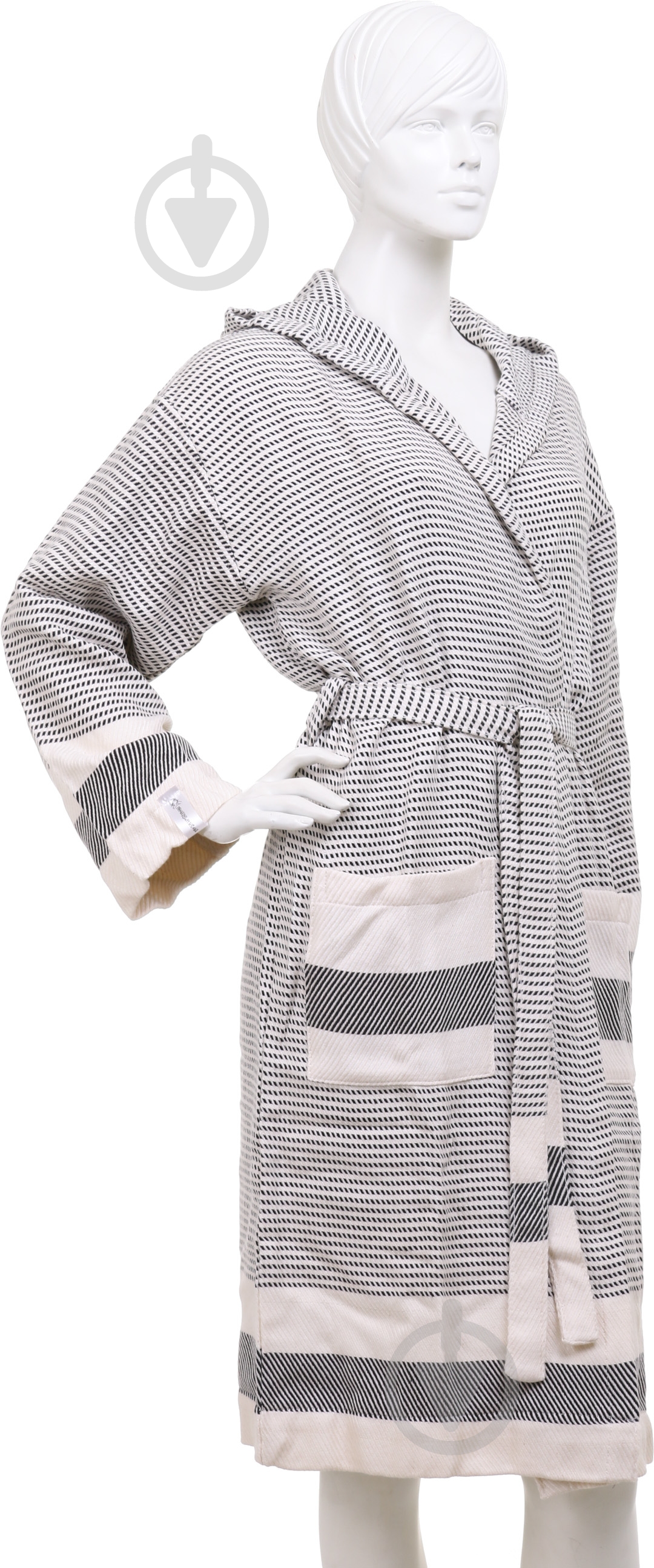 Халат банный пештемаль р. М черно-белый - фото 2 Халат банный пештемаль р. М черно-белый - фото 2