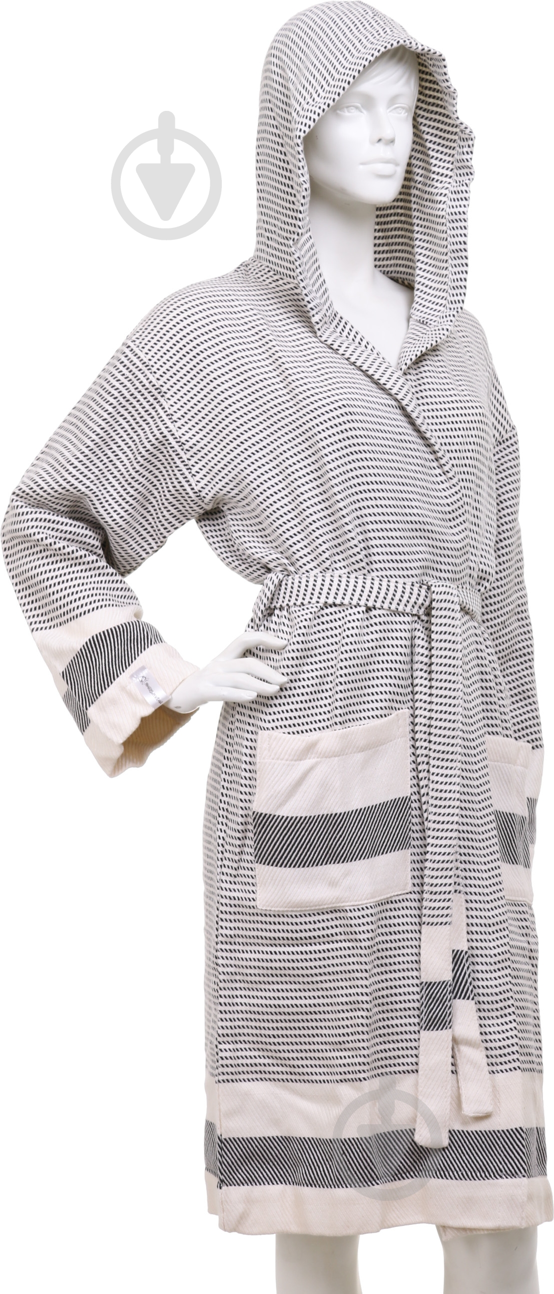 Халат банный пештемаль р. М черно-белый - фото 3 Халат банный пештемаль р. М черно-белый - фото 3