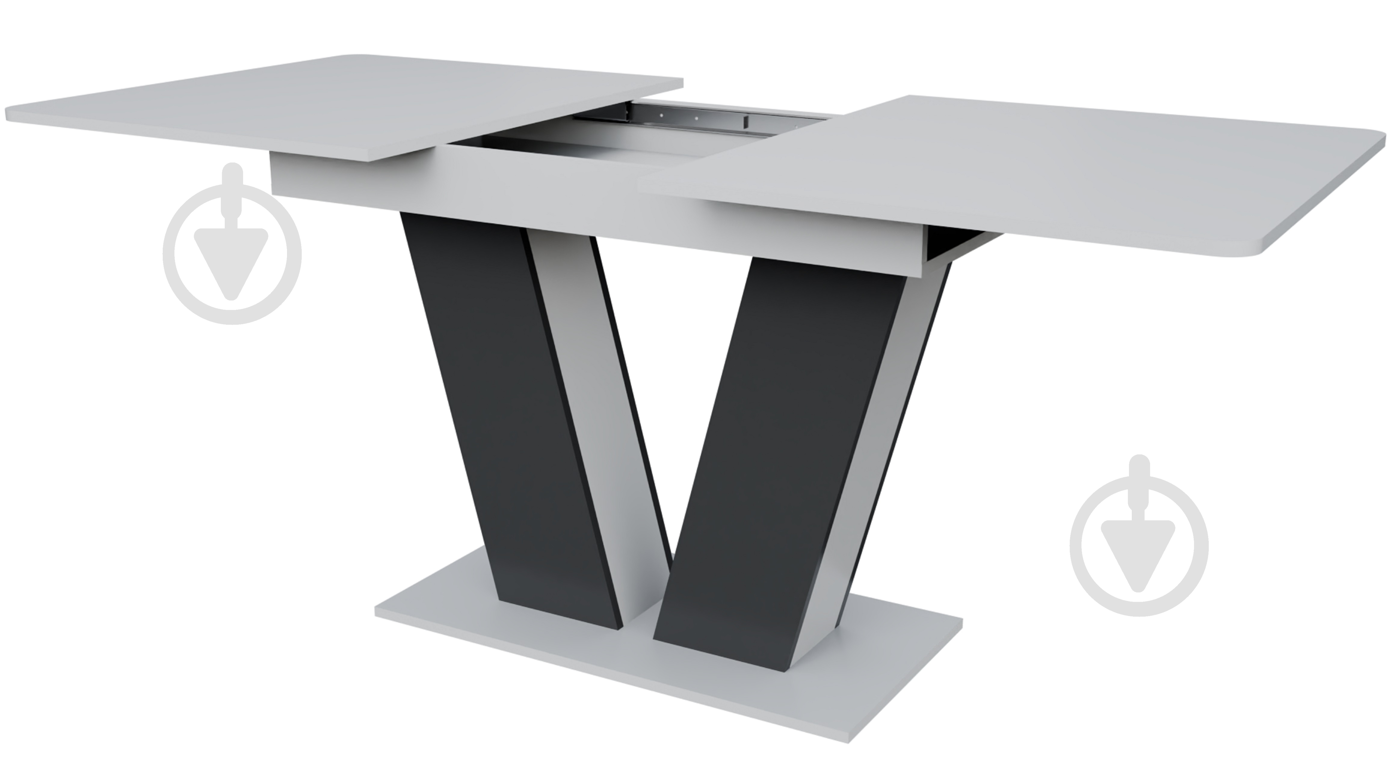 Стіл обідній Стемфорд 1380(1760)x780x750мм графіт/білий - фото 2