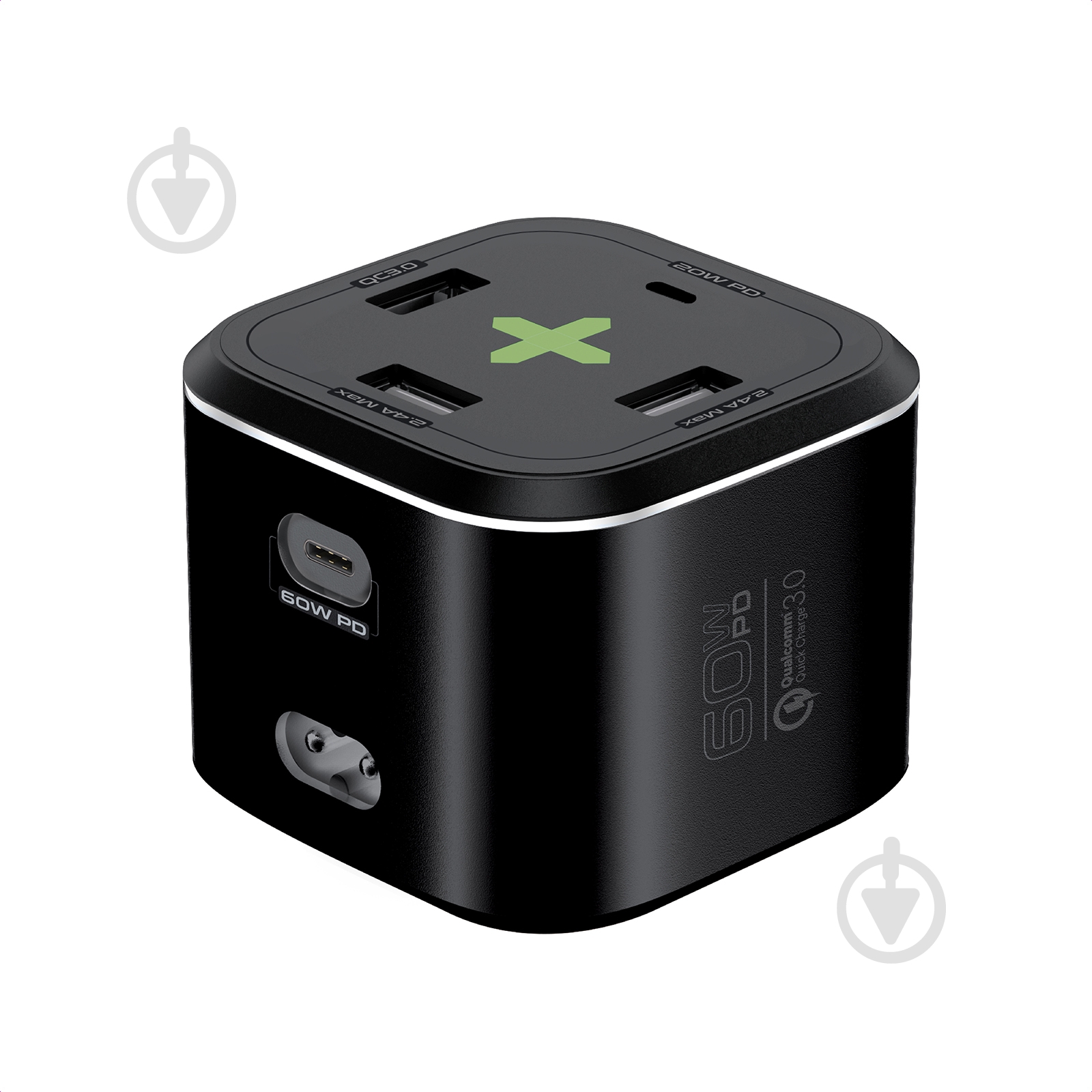 Зарядний пристрій Promate PowerCube-PD80 Вт, 2хUSB-C + 3xUSB-A Black - фото 1