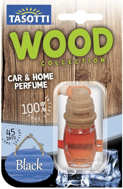 Ароматизатор подвесной Tasotti Wood черный лед 7 мл - фото 1