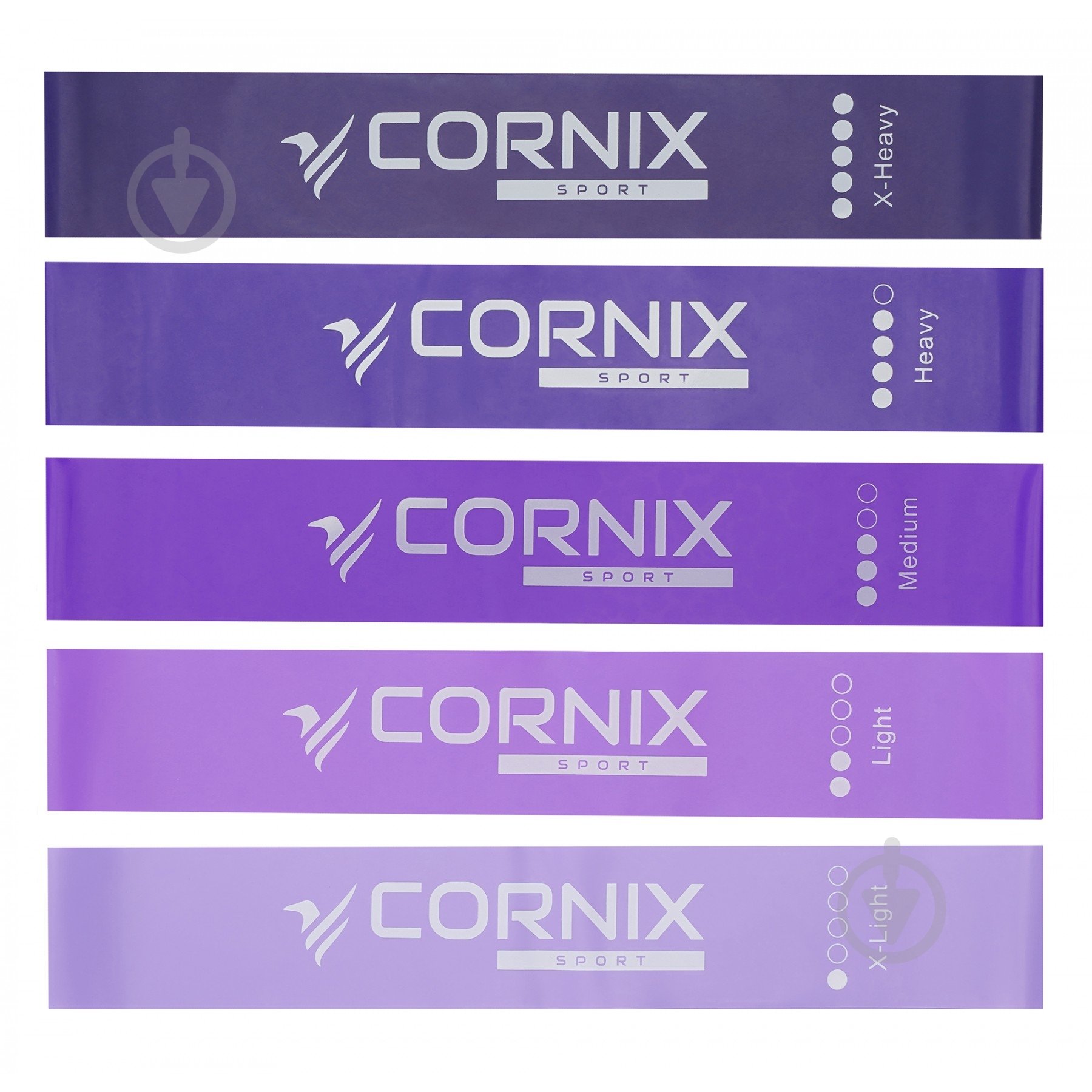 Набор лент для фитнеса Cornix Mini Power Band 1-20 кг 5 шт. XR-0253 фиолетовый - фото 3