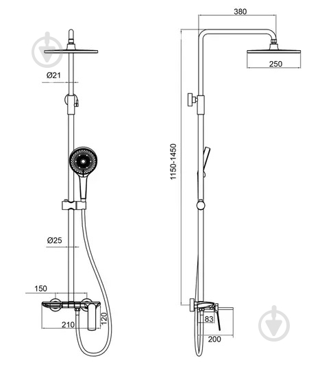 Душевая система Globus Lux SICILIA PLUS-SBQ-SH-02-304 - фото 3