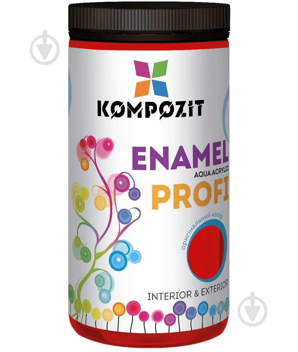 Эмаль акриловая Kompozit акриловая Profi красная глянец 0,7 л - фото 1
