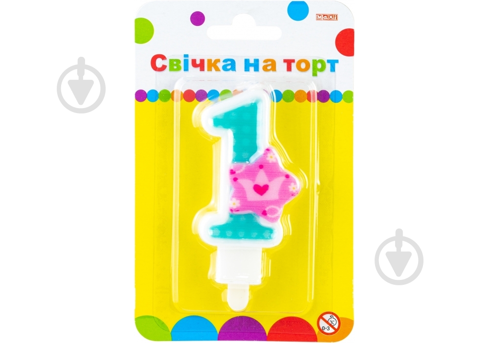 Свеча Цифра Princess "1" 7,62 см Maxi - фото 1 Свеча Цифра Princess "1" 7,62 см Maxi - фото 1