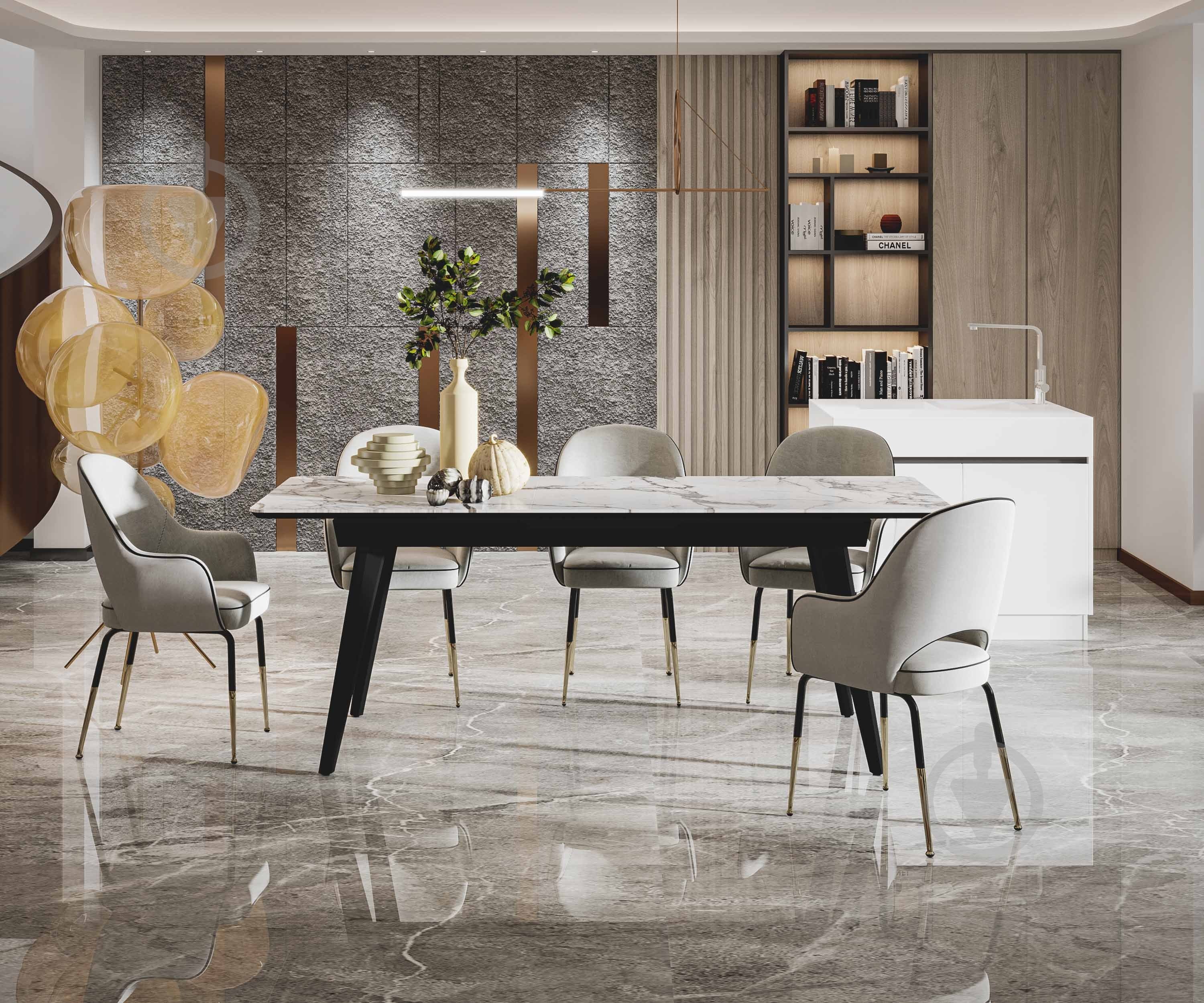 Стол обеденный Aqua Rodos Атланта к-Bianco Statuario Venato 1600х800х760 черный/белый мрамор - фото 2 Стол обеденный Aqua Rodos Атланта к-Bianco Statuario Venato 1600х800х760 черный/белый мрамор - фото 2