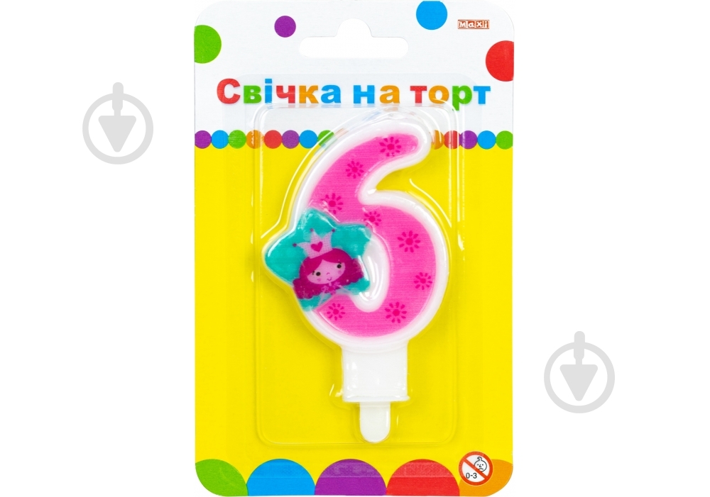 Свеча Цифра Princess «6» 7,62 см Maxi - фото 1 Свеча Цифра Princess «6» 7,62 см Maxi - фото 1