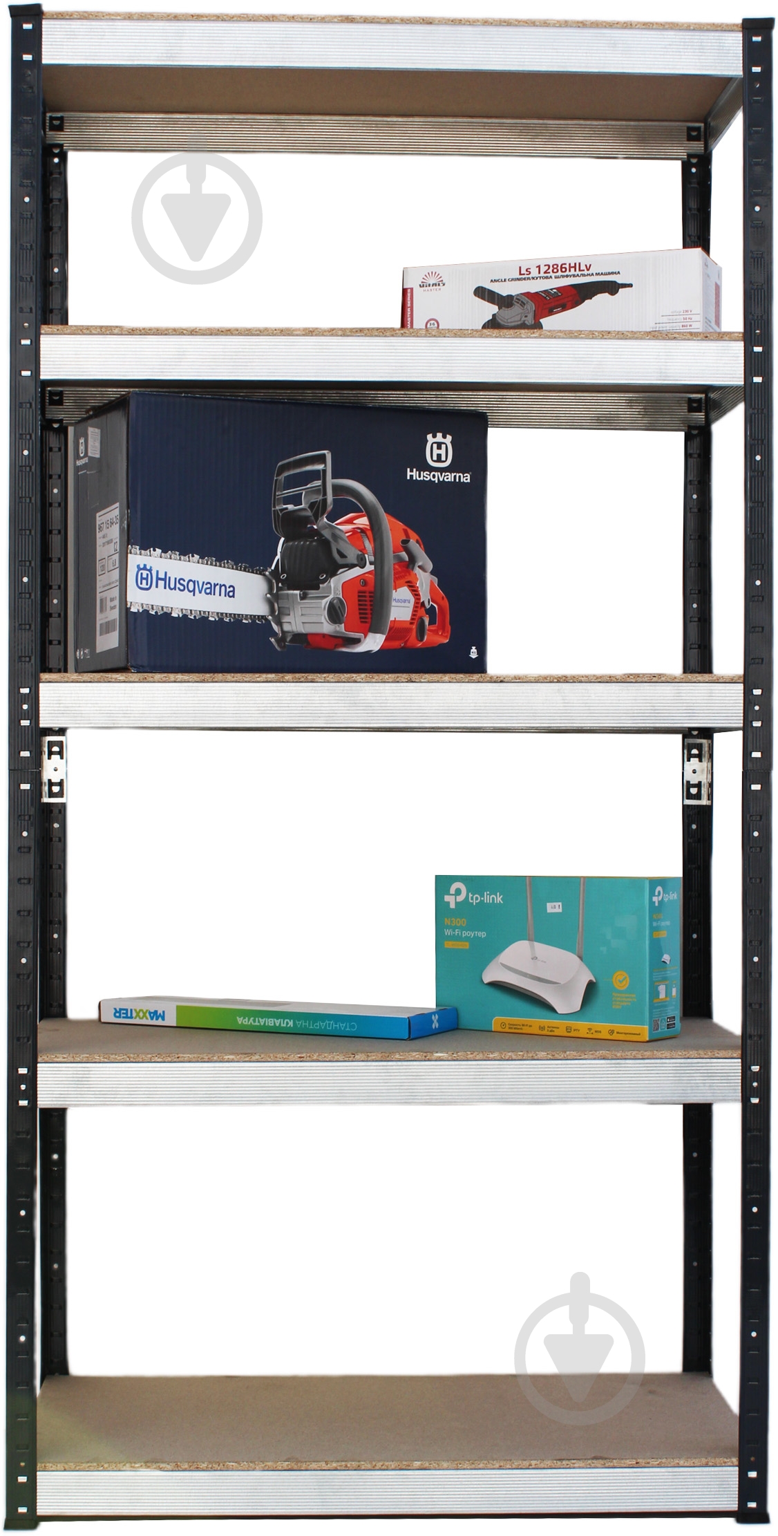 Стелаж 1800x810x410 мм антрацитово-сірий ДСП полиці 5 шт. фарбований - фото 6