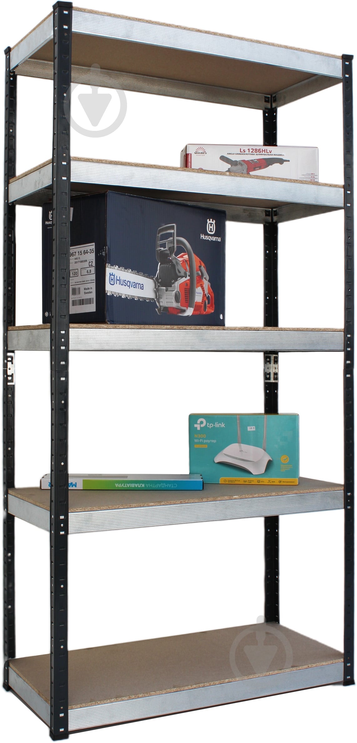 Стелаж 1800x810x410 мм антрацитово-сірий ДСП полиці 5 шт. фарбований - фото 5