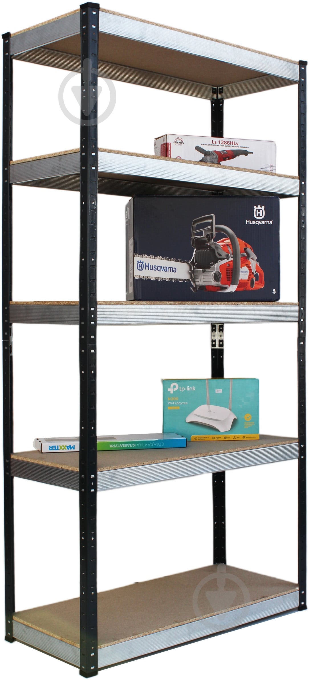 Стелаж 1800x810x410 мм антрацитово-сірий ДСП полиці 5 шт. фарбований - фото 7