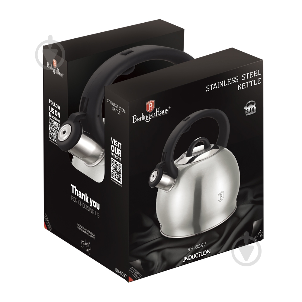 Чайник Berlinger Haus BLACK ROYAL Collection 3 л BH 6397 - фото 4 Чайник Berlinger Haus BLACK ROYAL Collection 3 л BH 6397 - фото 4