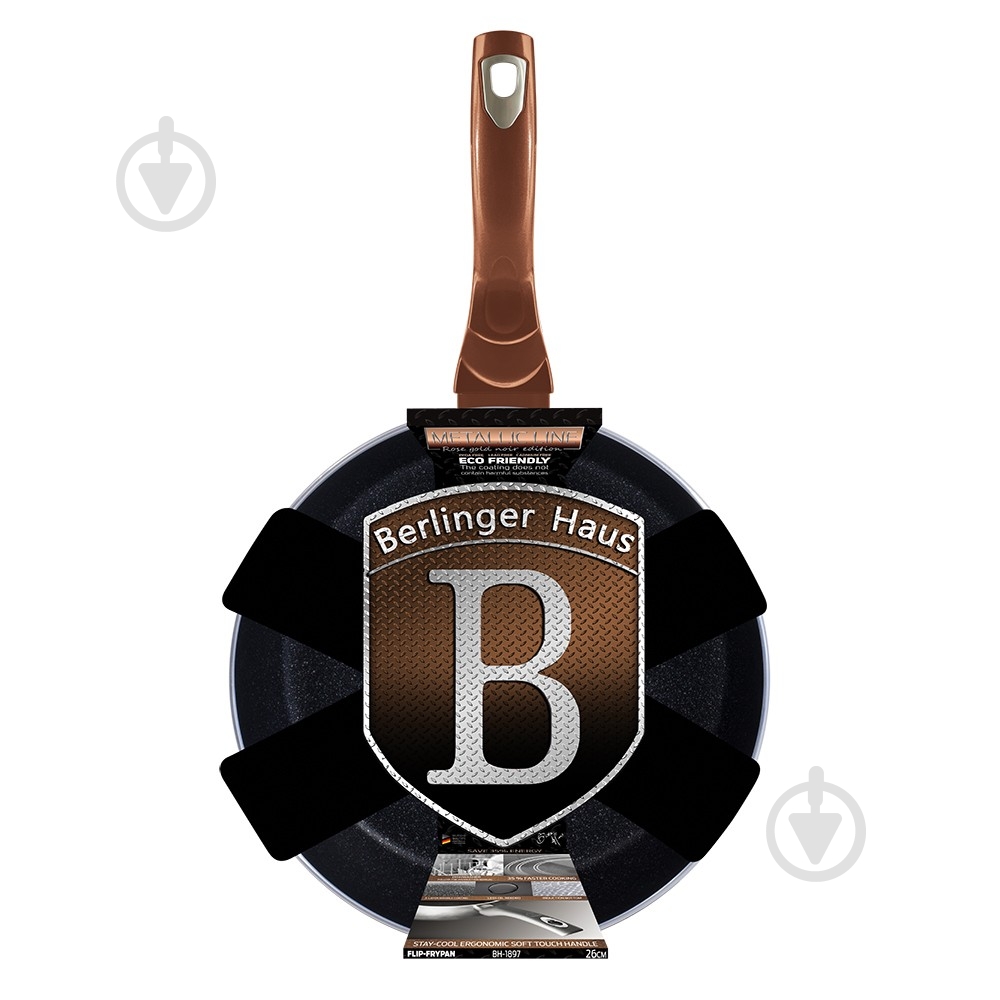 Сковорода Berlinger Haus Metallic Line ROSE GOLD NOIR Edition 26 см BH 1897 - фото 2