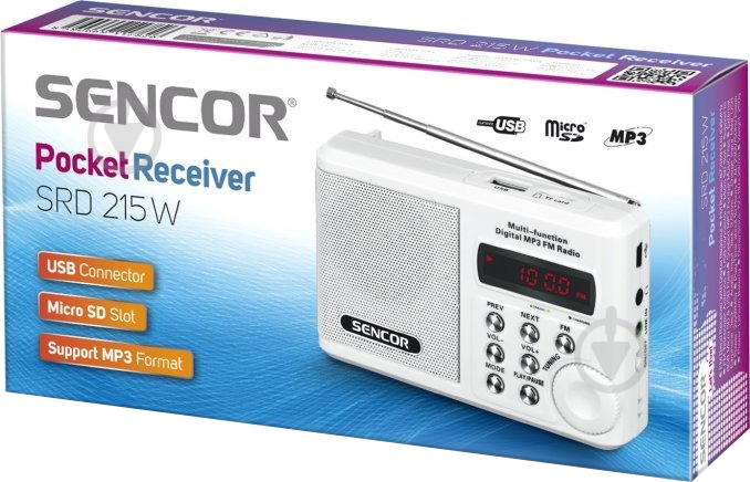 Портативний радіоприймач Sencor SRD 215 White - фото 2