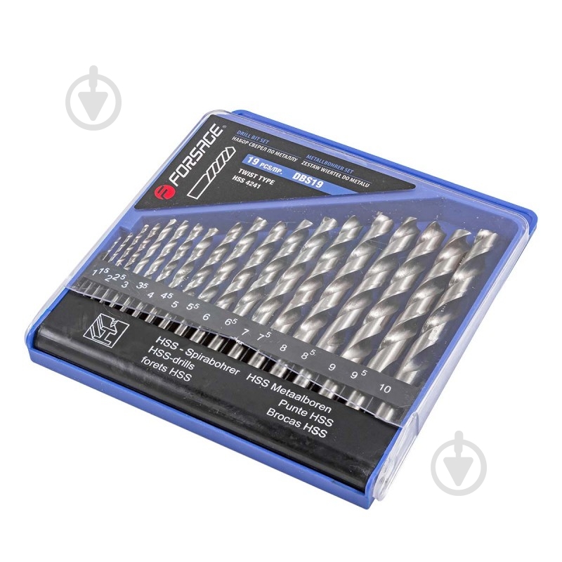 Набір свердел по металу Forsage 19 шт. F-DBS19 - фото 2 Набір свердел по металу Forsage 19 шт. F-DBS19 - фото 2