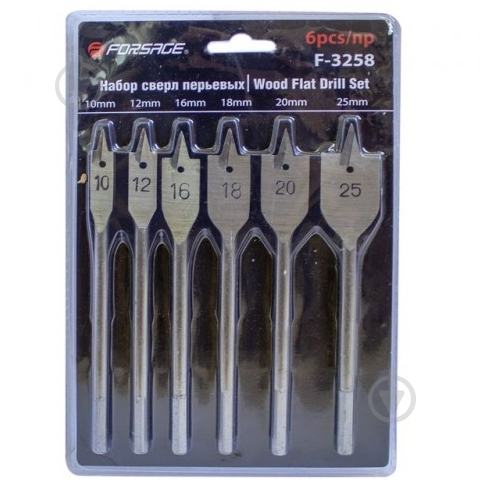 Набір свердел по дереву перових Forsage 7 шт. F-3258 - фото 1 Набір свердел по дереву перових Forsage 7 шт. F-3258 - фото 1