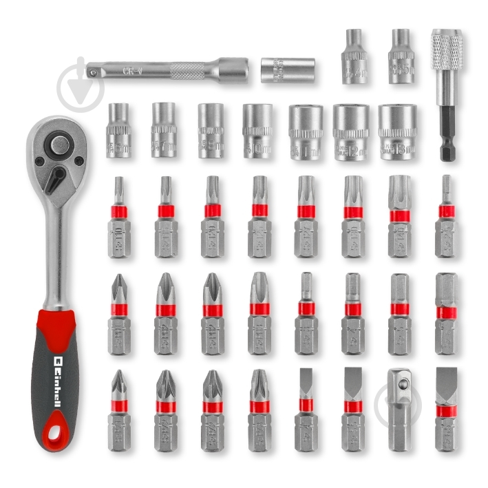 Набір торцевих головок Einhell з трещіткою і біт L-Case 37 шт. 109022 - фото 2