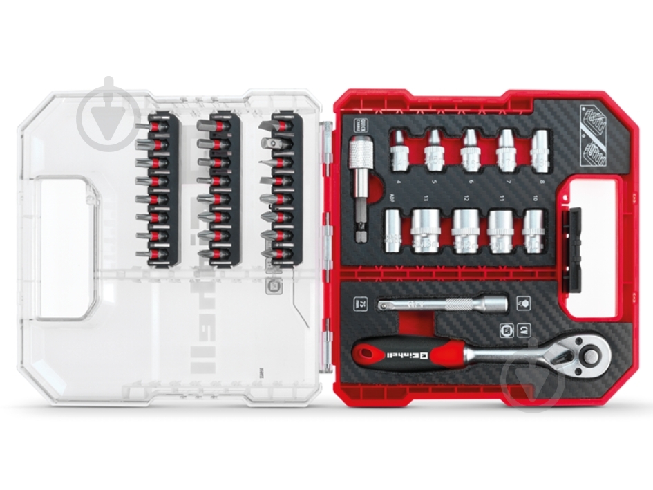 Набір торцевих головок Einhell з трещіткою і біт L-Case 37 шт. 109022 - фото 3