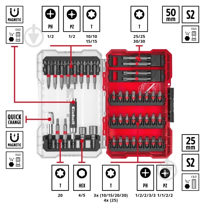 Набір біт Einhell 42 шт. 118953 - фото 3
