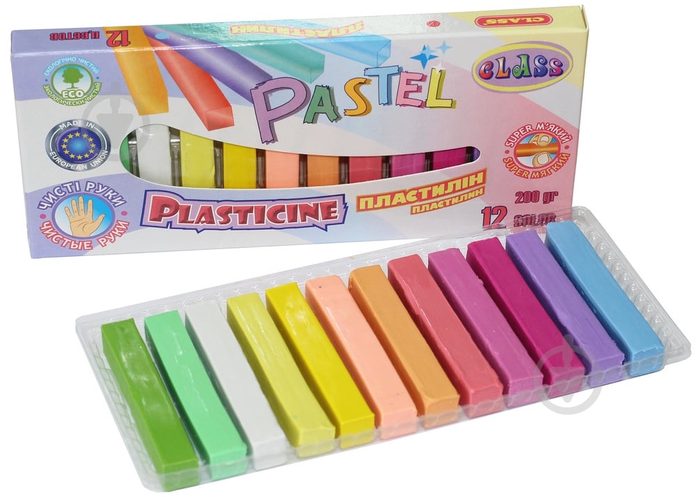 Пластилін ECO PASTEL Чисті руки 200 г 7653C CLASS - фото 1