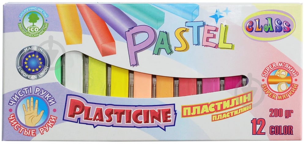 Пластилін ECO PASTEL Чисті руки 200 г 7653C CLASS - фото 2