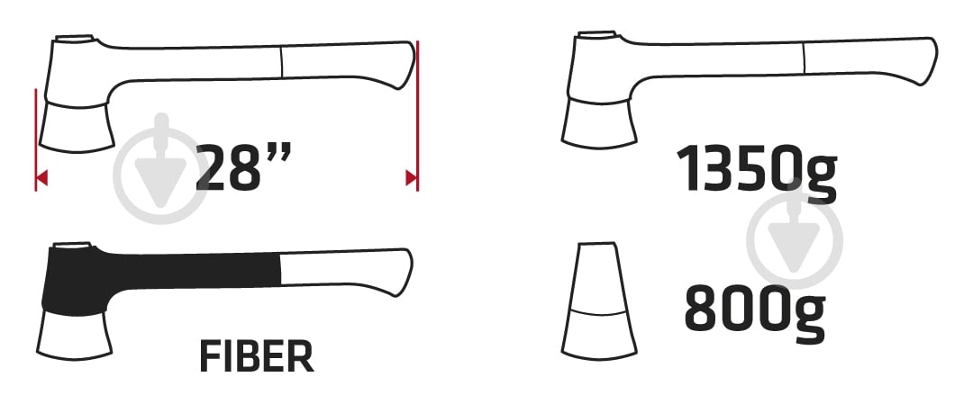 Топор Verto 1350 г 05G103 - фото 5