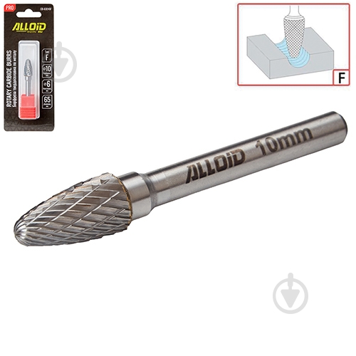 Фреза Alloid твердосплавна по металу тип F L-65 мм 10 мм CB-63245F - фото 1