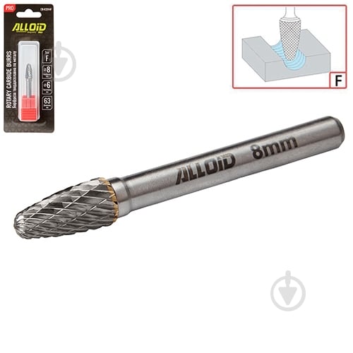 Фреза Alloid твердосплавна по металу тип F L-63 мм 8 мм CB-63244F - фото 1