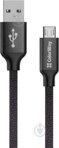 Кабель ColorWay USB - МicroUSB 2.1А 1 м черный - фото 1 Кабель ColorWay USB - МicroUSB 2.1А 1 м черный - фото 1