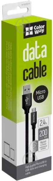 Кабель ColorWay USB - MicroUSB 2.4А 2 м черный - фото 3 Кабель ColorWay USB - MicroUSB 2.4А 2 м черный - фото 3