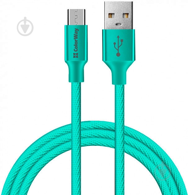 Кабель ColorWay USB - MicroUSB 2.4А 2 м м'ятний - фото 1 Кабель ColorWay USB - MicroUSB 2.4А 2 м м'ятний - фото 1
