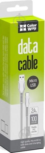 Кабель ColorWay USB - MicroUSB (line-drawing) 2.4 А 1 м белый - фото 3