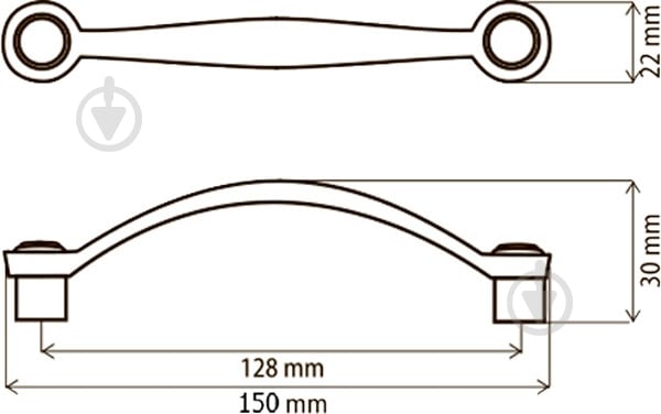 Меблева ручка скоба DC D-122 G4 128 мм стара бронза - фото 2 Меблева ручка скоба DC D-122 G4 128 мм стара бронза - фото 2