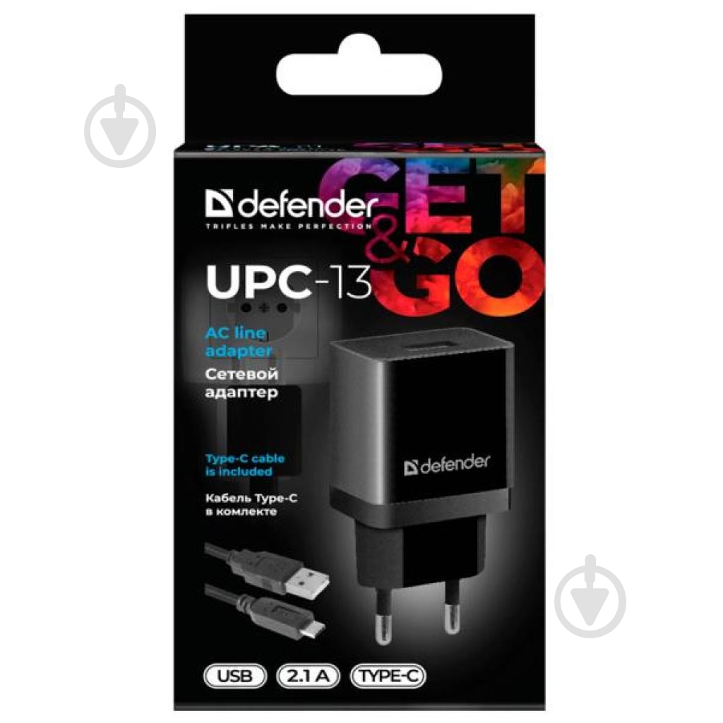 Сетевое зарядное устройство Defender UPC-13 1xUSB 2.1А + кабель Type-C (83559) - фото 5