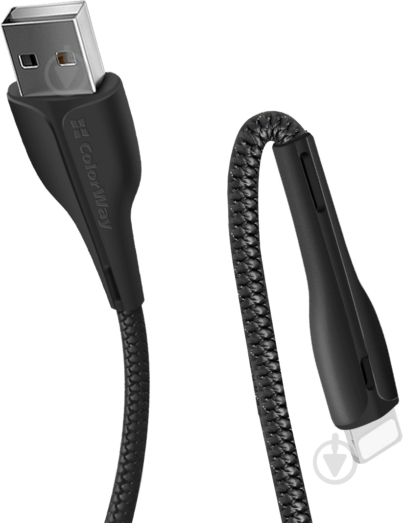 Кабель ColorWay USB - Apple Lightning (PVC + led) 2.4А 1 м black - фото 3 Кабель ColorWay USB - Apple Lightning (PVC + led) 2.4А 1 м black - фото 3