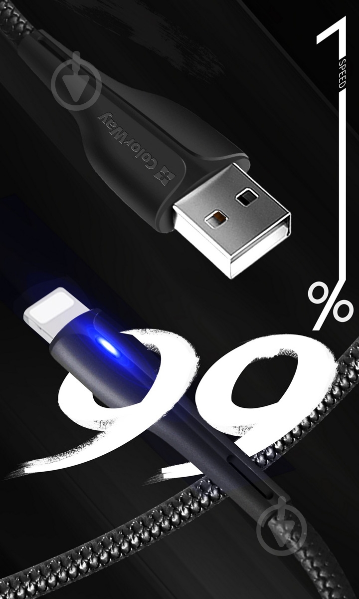 Кабель ColorWay USB - Apple Lightning (PVC + led) 2.4А 1 м black - фото 11 Кабель ColorWay USB - Apple Lightning (PVC + led) 2.4А 1 м black - фото 11
