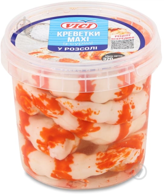 Креветки VICI Maxi із сурімі у розсолі 320 г - фото 1 Креветки VICI Maxi із сурімі у розсолі 320 г - фото 1