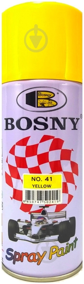 Автоемаль акрилова Spray Paint Bosny 400 мл № 41 Жовтий - фото 1