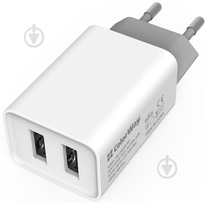 Сетевое зарядное устройство ColorWay 2USB AUTO ID 2.1A 10W (CW-CHS015-WT) - фото 2