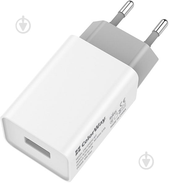 Сетевое зарядное устройство ColorWay 1USB AUTO ID 2A 10W (CW-CHS012-WT) - фото 1