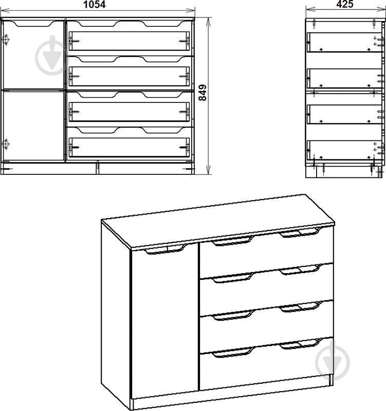 Комод Компаніт 4+1М горіх - фото 2