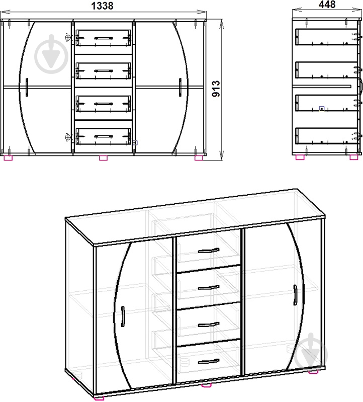 Комод Компанит 4-2-2 венге - фото 3