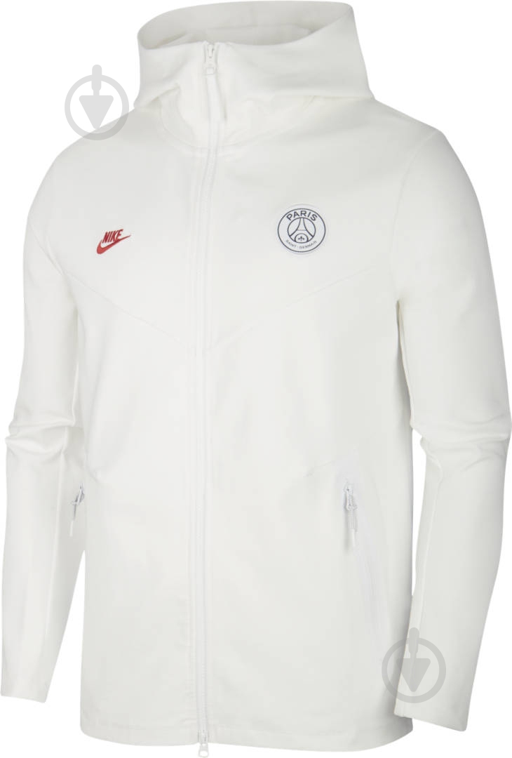 Джемпер Nike PSG M NSW TCH PCK HOODIE FZ CL CI2131-104 р. L белый - фото 1