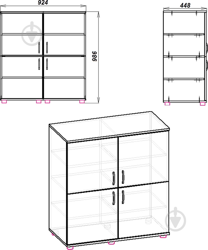 Комод Компанит 4Д орех - фото 2