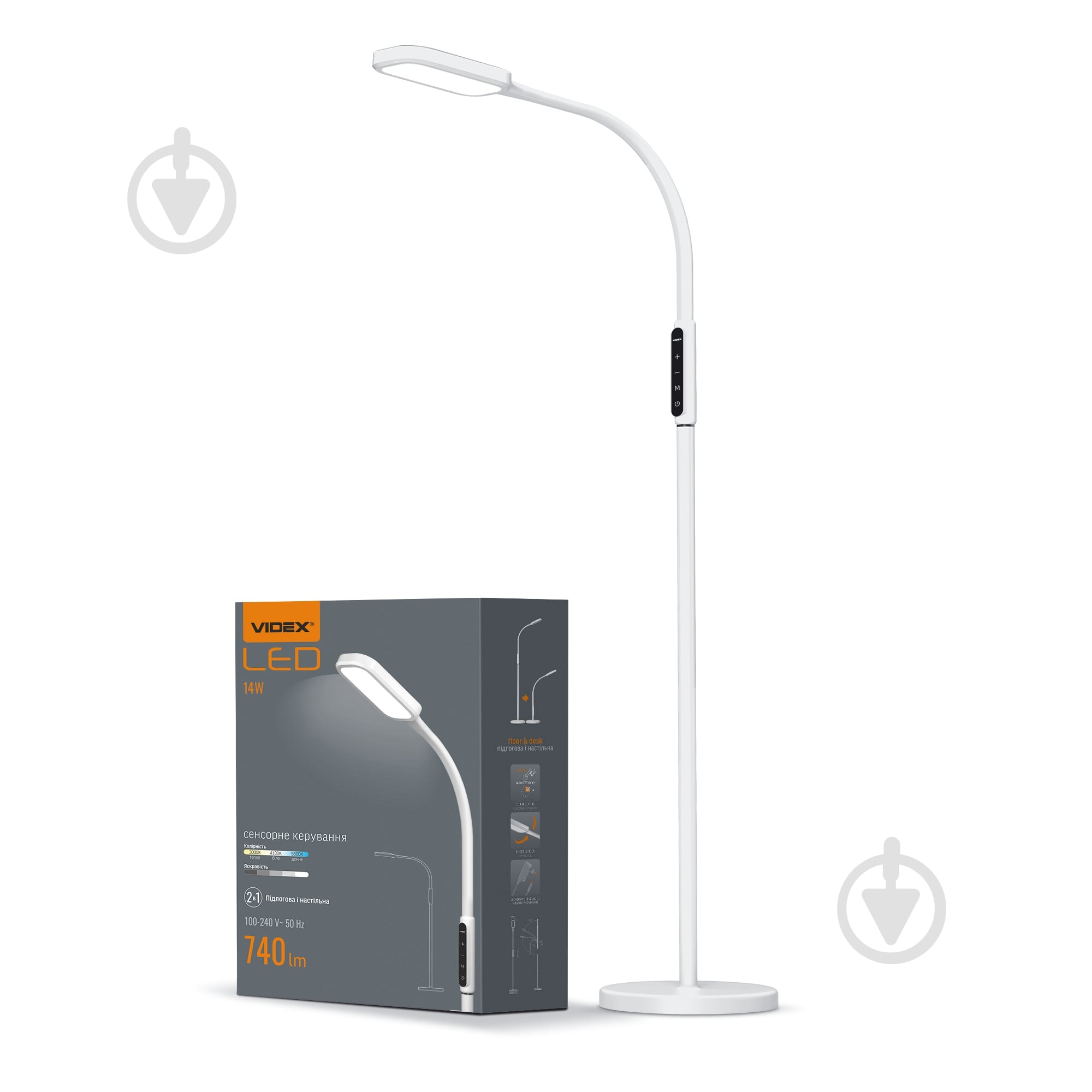 Торшер Videx LED TF07W 14 Вт білий 24857 - фото 1