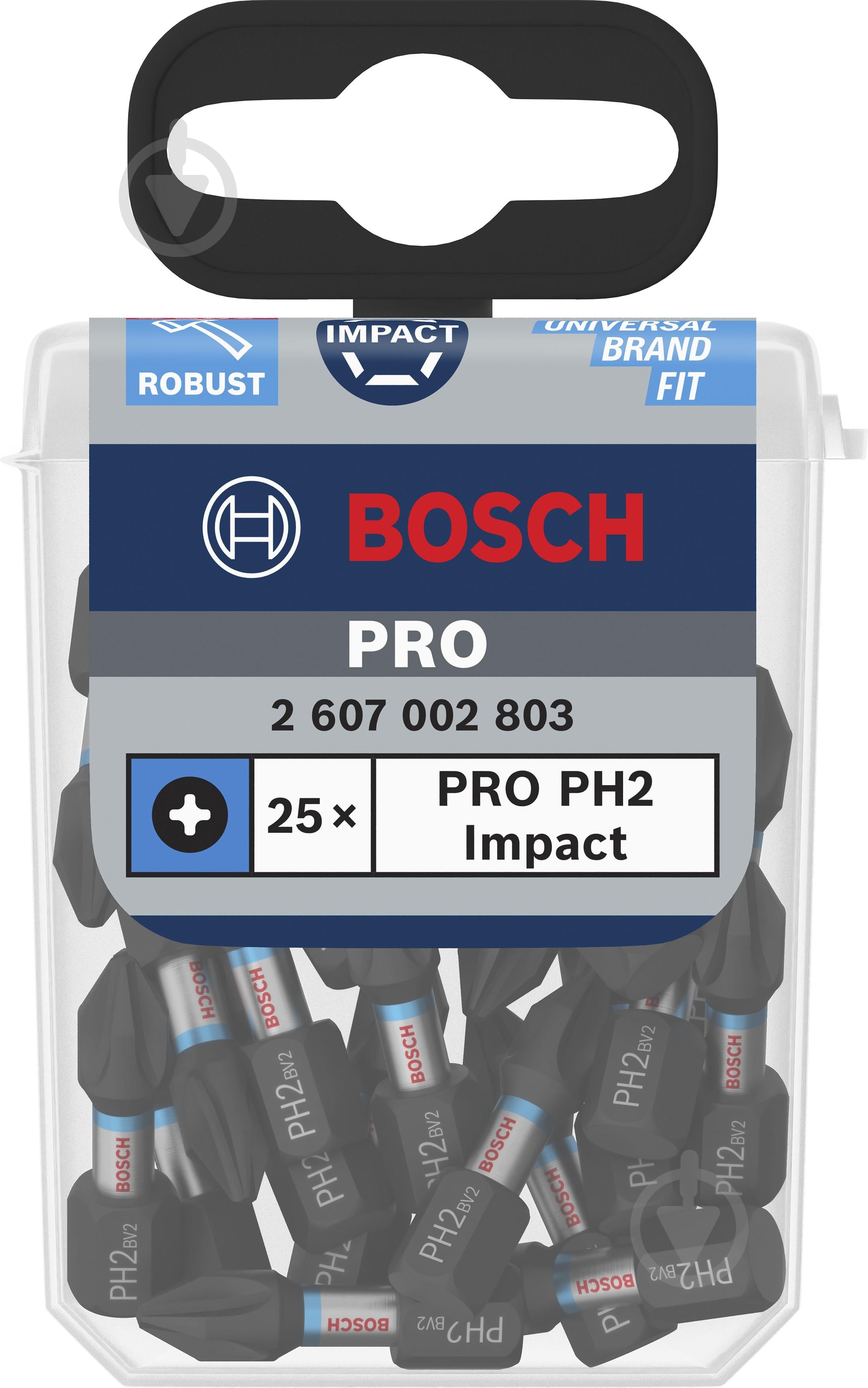 Набор бит Bosch Impact Control для ударной дрели PH2 25 шт. 2607002803 - фото 2